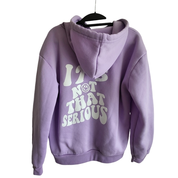 Shein Womens M Hoodie Light Purple 'It's Not That Serious' - Picture 3 of 6